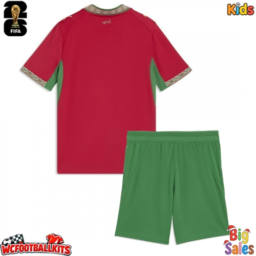 Morocco Replica Home Stadium Kit for Kids World Cup 2026 Short Sleeve (+ pants)